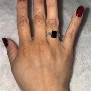 Elegant Black Stone Gold filled Ring size 7